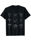 Men's T-Shirt Sketch Style Wild Forest Mushrooms In Minimalist Line Art Mushroom