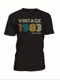 Men's T-Shirt Vintage Retro Linework Graphic With Year Text Front 1983