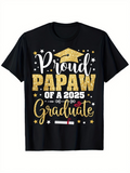 Men's T-Shirt Proud Papaw Of A 2025 Graduate With Gold Graduation Cap Stars Diploma