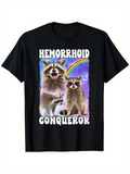 Men's T-Shirt Hemorrhoid Conqueror Happy Raccoons Rainbow With Sparkling Night Sky Silly Theme