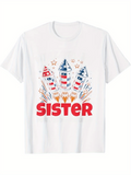 Men's T-Shirt Sister Patriotic Fireworks Rockets With Festive Stars And Bold Red Lettering Shirt