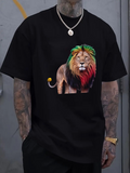 Men's T-Shirt Multicolored Mane Under Vivid Lighting Majestic Lion
