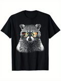 Men's T-Shirt Retro Urban Sunset Reflected In Sunglasses Worn By Raccoon