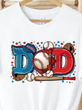 Women's T-Shirt Dad Surrounded By Baseball Gloves And Colorful Baseball