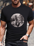 Men's T-Shirt Rugged Mountain Landscape With Cowboy Under Expansive Sky On Horseback