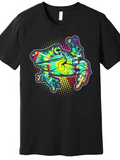 Men's T-Shirt Vivid Psychedelic Pop Art Colors Swirling Around Cartoon Tree Frog