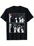 Men's T-Shirt Comic Panel With Stick Figures At Traffic Light Shouting Buy And Sell Characters