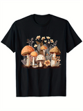 Men's T-Shirt Wild Mushrooms Growing Among Woodland Flowers And Leafy Ground Mushroom