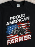 Men's T-Shirt Proud American Farmer Rustic Flag With Stars Tractor Illustration