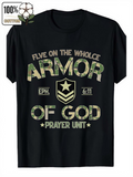 Men's T-Shirt Camo Shield Lettering With Star Badge Surrounded By Bold Inspirational Typography