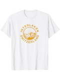 Men's T-Shirt Interlaken Switzerland Mountain Landscape With Sunrise Encircled By Lettering