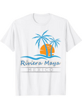 Men's T-Shirt Riviera Maya Mexico Sunset With Ocean Waves And Palm Tree