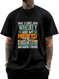 Men's T-Shirt I Like Whiskey And My Motorcycle With Vintage Style And Checkered Decorations Motorcycle
