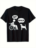 Men's T-Shirt Sit Walk Service Dog With Person In Wheelchair Black T Shirt