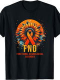 Men's T-Shirt Functional Neurological Disorder Sunflower With Orange Awareness Ribbon