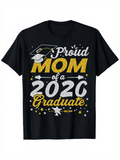 Men's T-Shirt Proud Mom Of A 2020 Graduate With Bold Letters And Star Accents Graduation Cap