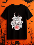 Men's T-Shirt Flowing Hair With Horns Surrounded By Mystical Shadows Woman