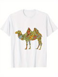 Men's T-Shirt Colorful Tribal Pattern With Exotic Geometric Motifs Covering A Camel