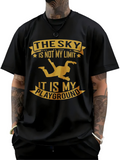 Men's T-Shirt The Sky Is Not My Limit Bold Text Silhouette With Stars And Skydiver Playground