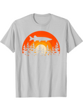 Men's T-Shirt Orange Sunset With Forest Silhouette And Giant Fish