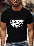 Men's T-Shirt Playful Cartoon Style Winking Face Inside Watermelon Slice Design