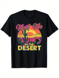 Men's T-Shirt Meet Me In The Desert Colorful Sunset Cactus And Palms Desert