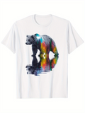 Men's T-Shirt Colorful Reflections Of Majestic Grizzly Bear In Tranquil Water Bear