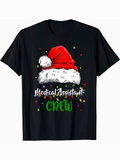 Men's T-Shirt Medical Assistant Crew Festive Red Santa Hat With Holiday Lights Decoration