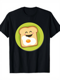 Men's T-Shirt Smiling Toast With Egg Surrounded By Bright Green Circle Design