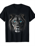 Men's T-Shirt Stunning Realistic Majestic Lion Face With Intense Blue Eyes Under Shadow Lion