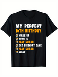Men's T-Shirt My Perfect 16th Birthday Checklist With Fun Party Guitar Theme