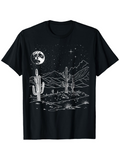Men's T-Shirt Moonlit Starry Night With Cacti And Mountains In Desert Landscape