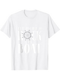Men's T-Shirt Rock The Boat Nautical Wheel With Bold Lettering Among White Shirt