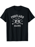 Men's T-Shirt Portland Maine With Crossed Vintage Paddles And Nautical Elements T Shirt