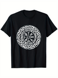 Men's T-Shirt Runic Symbols Inside Interlaced Nordic Style Circle Crest