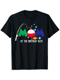 Men's T-Shirt Mom Of The Birthday Boy With Fishing Bobber And Colorful Birthday Theme
