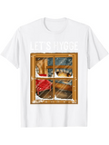 Men's T-Shirt Lets Hygge Cozy Wooden Window With Warm Firelight And Red Blanket