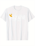 Men's T-Shirt Nazare Portugal With Yellow Crescent Moon Over White Letters T Shirt