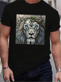 Men's T-Shirt Blue Eyed Regal Jungle King Among Twisting Branches Majestic Lion