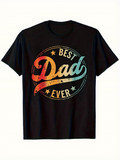 Men's T-Shirt Best Dad Ever Retro Gradient Typography Surrounded By Vintage Stars Badge