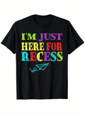 Men's T-Shirt Im Just Here For Recess Vibrant Multicolor Chalk Art Playful Paper Airplane Shirt