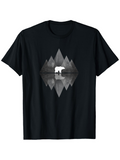 Men's T-Shirt Reflected Mountain Landscape With Misty Lake And Wandering Bear