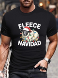Men's T-Shirt Fleece Navidad Sheep Wearing Christmas Santa Hat Lights