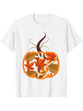 Men's T-Shirt Autumn Leaves And Twisting Stem Inside A Bright Orange Pumpkin