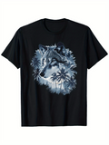 Men's T-Shirt Moonlit Forest With Pine Trees And Shadows Framing Majestic Wolf