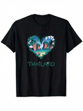 Men's T-Shirt Thailand Exotic Nature Heart Shaped Jungle With Serene River