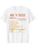 Men's T-Shirt Mac N Cheese Nutrition Chart In Orange And Yellow Print Featuring Text