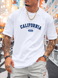 Men's T-Shirt California Bold Navy Lettering On Clean White Shirt