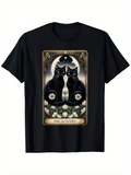 Men's T-Shirt The Lovers Vintage Tarot Card Framed Floral Black Cat