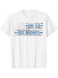 Men's T-Shirt Blue Stripes And Distressed Flag With USS Wichita Text